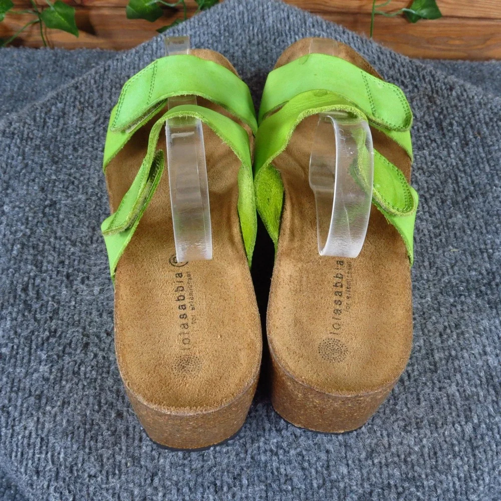 Lola Sabbia Women Wedge Platform Sandals Size 40 Lime Green Leather